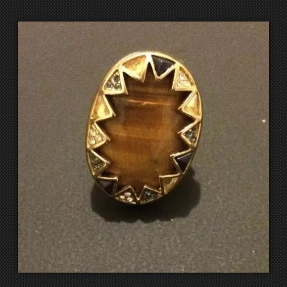 House Of Harlow Tigers Eye Geometric Ring Size 6 - Picture 2 of 3
